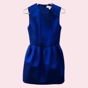 Cameo Royal Blue Pleated Evening Cap Sleeve Mini Dress (Size M)